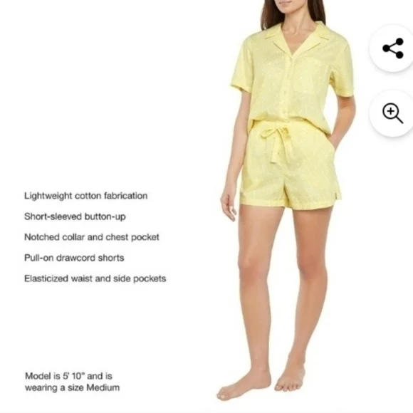 Gap Women's Pajama Set Soft Cotton Poplin Notch Collar Front Slash Pockets - Picture 4 of 10